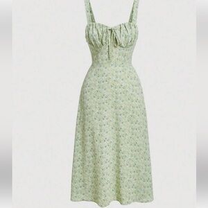 Floral Green Midi Summer Dress